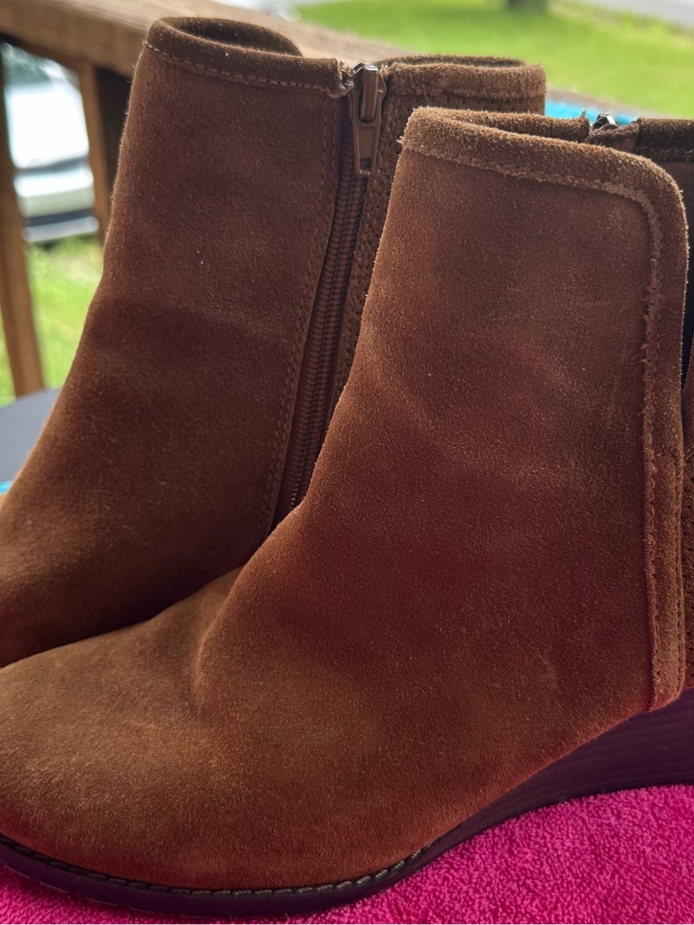 Women’s Rockport Brown Suede Ankle Booties with Side Zip